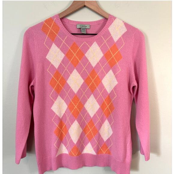 Geneva Cashmere Argyle Sweater Large - Picture 1 of 7